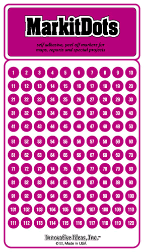 Medium Numbered 1-240 Pink Dots