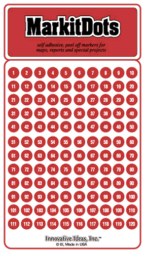 Medium Numbered 1-240 Red Dots